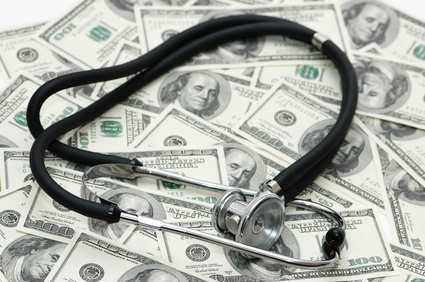 stethoscope and dollar bills
